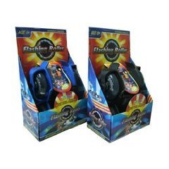 Funrollers Rollen f�r die Schuhe - gr��enverstellbar bis 80 kg Tragkraft Schwarz mit Leuchten / Licht