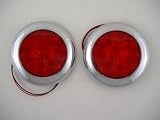 Red 10 LED Round Surface Mount Stop Turn Brake Tail Lights / Chrome Bezel