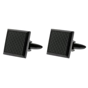 Men's Black Ion-Plated Stainless Steel and Carbon Fiber Cuff Links