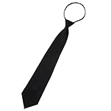 SODIAL(R) Men Solid Black Polyester Zip Up Necktie Smooth Zipper Tie