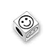 Sterling Silver Cube Bead With Happy Smiley Face 5.5mm / 3.5mm Hole (1 Bead)