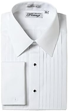 Men's Aiden Pleated Front Tuxedo Shirt by Dessy - White - Size 15/32-33
