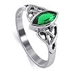 .925 Silver Celtic knot Band Emerald Cubic Zirconia Marquise Ring Size 4 to 9