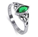 .925 Silver Celtic knot Band Emerald Cubic Zirconia Marquise Ring Size 4 to 9