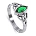 Sterling Silver Marquise Shaped 10 x 20mm Emerald Cubic Zirconia with Celtic Endless Knot Design Polished Finished 3mm Band Ring Size 8