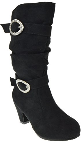 Little Girls Buckle Rhinestone Knee High Dress Boots