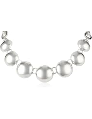 Anne Klein "Polished and Pearl" Silver-Tone Domed Frontal Necklace, 18"