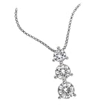 14k White Gold Moissanite 3 Stone Past Present & Future Pendant W/18 Box Chain (2.25 cttw equivalent)