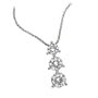 14k White Gold Moissanite 3 Stone Past Present & Future Pendant W/18" Box Chain (2.25 cttw equivalent)
