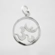 Dainty Round Cut Out Om (Aum) Symbol Pendant or Charm in Sterling Silver, #9216