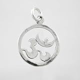 Round Sterling Silver Cut Out Om Symbol Pendant or Charm, #9216