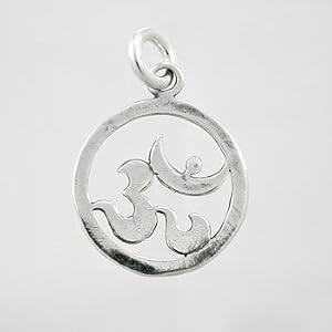Dainty Round Cut Out Om (Aum) Symbol Pendant or Charm in Sterling Silver, #9216