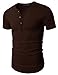 Doublju Mens Fashion Henley Short Sleeve Slim Fit Shirts