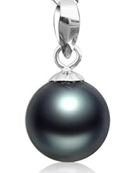 Fashion 925 Sterling Silver Black Pearl Pendant Necklace for Women 18
