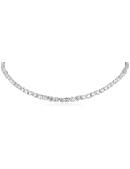 Sterling Silver Simulated Diamond Necklace, 16"+4" Extender