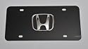 Honda 3D Logo on Black Steel License Plate