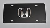 Honda 3D Logo on Black Steel License Plate