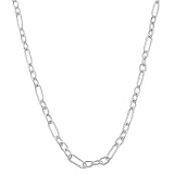 925 Sterling Silver Alternate Open Link Chain Necklace