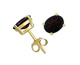 Gold Overlay Sterling Silver 8x6mm Oval Garnet Earrings