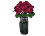 Blume Blumentopf Blumengesteck Blumenstrauß in Vase rot Miniatur für Puppenstube Puppenhaus Maßstab 1:12 ca.3cm hoch