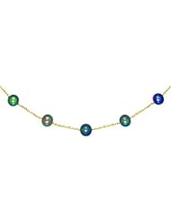 14K Gold Peacock Cultured Round Pearl Necklace 18"