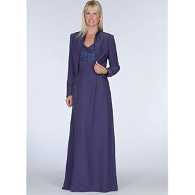 Eggplant Formal Evening Dress with Jacket - Mother of Bride and Groom, Wedding, Party, MOB Gown by...