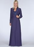 Eggplant Formal Evening Dress with Jacket - Mother of Bride & Groom, Wedding, Party, MOB Gown by Sean Collection (7252)