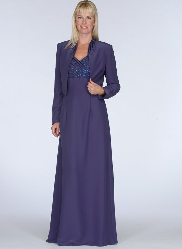 Eggplant Formal Evening Dress with Jacket - Mother of Bride & Groom, Wedding, Party, MOB Gown by Sean Collection (7252) Dresses for Mother of The Bride