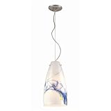Lite Source Rangsey Blue and White Polished Steel Mini Pendant