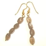 Calcite Earrings 02 Dangle Gray Oval Gold Gemstone Crystal Healing 2
