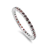 Sterling Silver Eternity Ring with Garnet Cubic Zirconia Stones