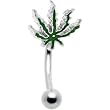 Green Pot Leaf Eyebrow Ring