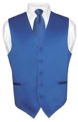 Men's ROYAL BLUE Dress Vest and NeckTie Set for Suit or Tuxedo