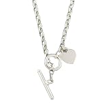 14K White Gold Rolo Necklace with Heart Charm