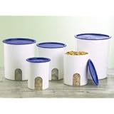 Tupperware One Touch Reminder Canister 5 Pc. Set Brilliant Blue