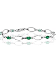0.01 Cts Diamond & 1.50 Cts Natural Emerald Bracelet in 14K White Gold