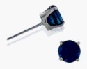 Genuine 3mm Sapphire 14 Karat White Gold Round Earrings