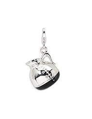 Amore LaVita(tm) Sterling Silver 3-D Enameled Coffee Pot w/Lobster Clasp Charm for Charm Bracelet