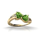 14K Yellow Gold Genuine Heart Peridot Ring