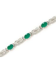14K White Gold Oval Emerald Bracelet