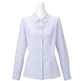 カーシーカシマ 【ジャケットを着てもキレイに収まる】三日月型の台衿 長袖 プリーツリボン付き 丸衿ブラウス EWB-167