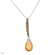 Necklace With 6.30ctw Genuine Citrines and Diamonds in White Gold Length 18in
