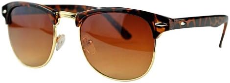 Vintage Half Frame Wayfarer Metal Horned Rim Round Acetate Retro Sunglasses,brown,brown lens
