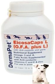 DermaPet O.F.A. Plus EZ-C Caps (Elcosacaps)Omega-3 and Omega-6 Vitamins for hair and skin For Dogs 18-32 KG. [20 tablet]