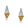 1/3 Carat Citrine & Diamond Stud Earrings in Solid White Gold