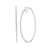 10K White Gold 3/4 ct. Micro Pave Set Diamond Hoop Earrings
