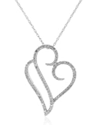10k White Gold Heart Diamond Pendant Necklace (1/4 cttw, I-J Color, I2-I3 Clarity), 18"