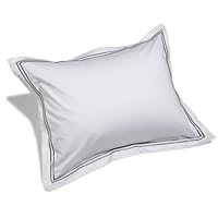 Pinzon Hotel Stitch 400-Thread-Count Egyptian Cotton Sateen Standard Sham, Silver Gray