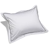 Pinzon 400-Thread-Count Hotel Stitch Egyptian Cotton Sateen Standard Sham - White with Silver Grey Stripes