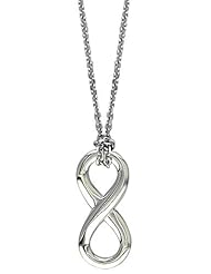 17" Total Length Small Flowing Infinity Charm with Knotted Chain,9mm x 20mm in Sterling Silver